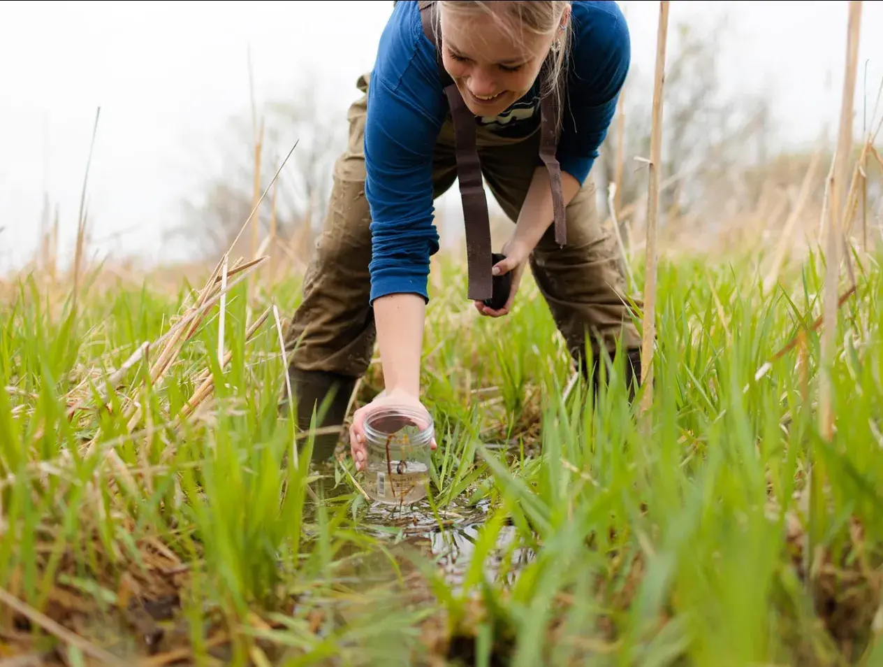 Student doing field research