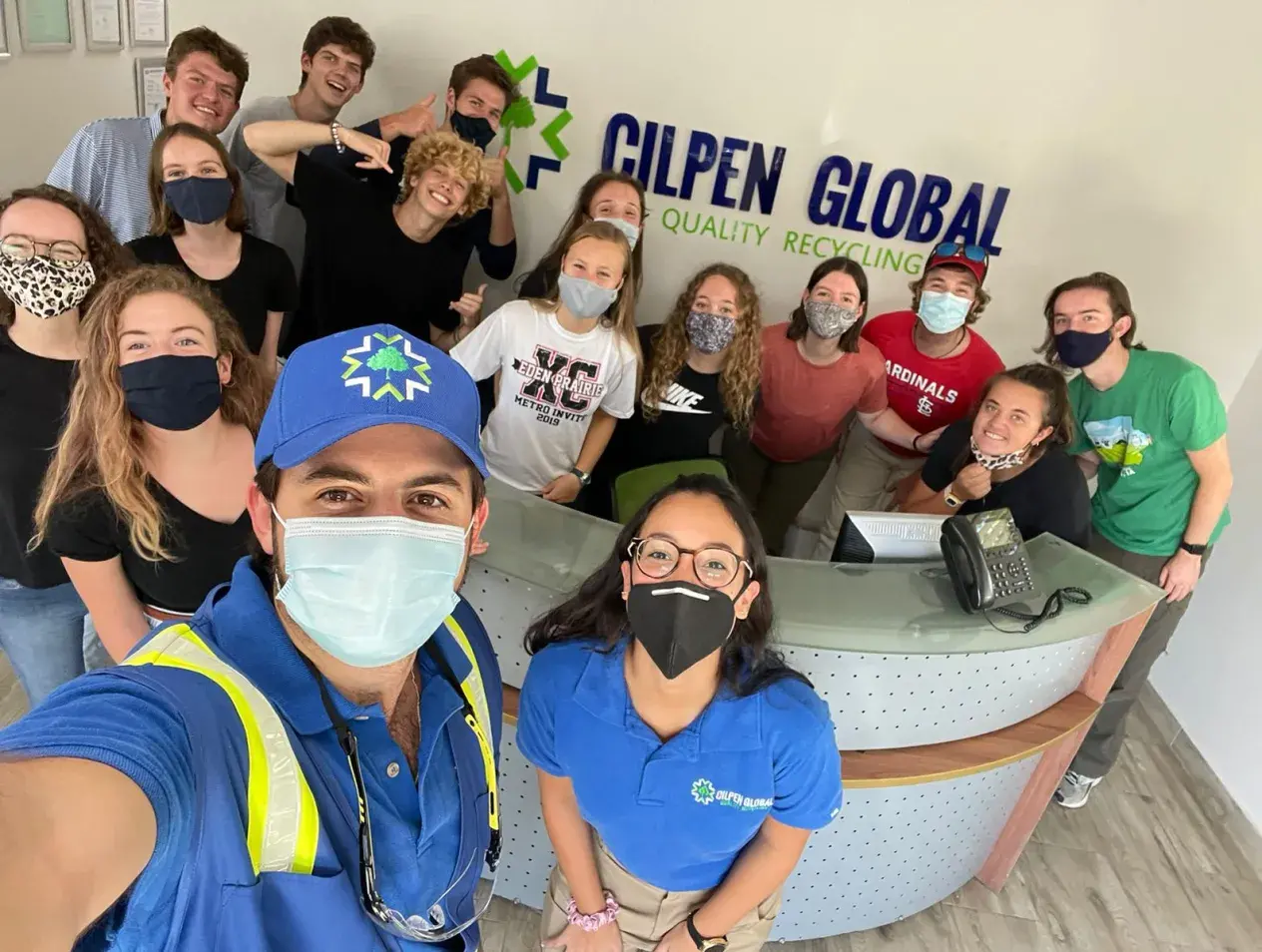 Students at DR recycling plant