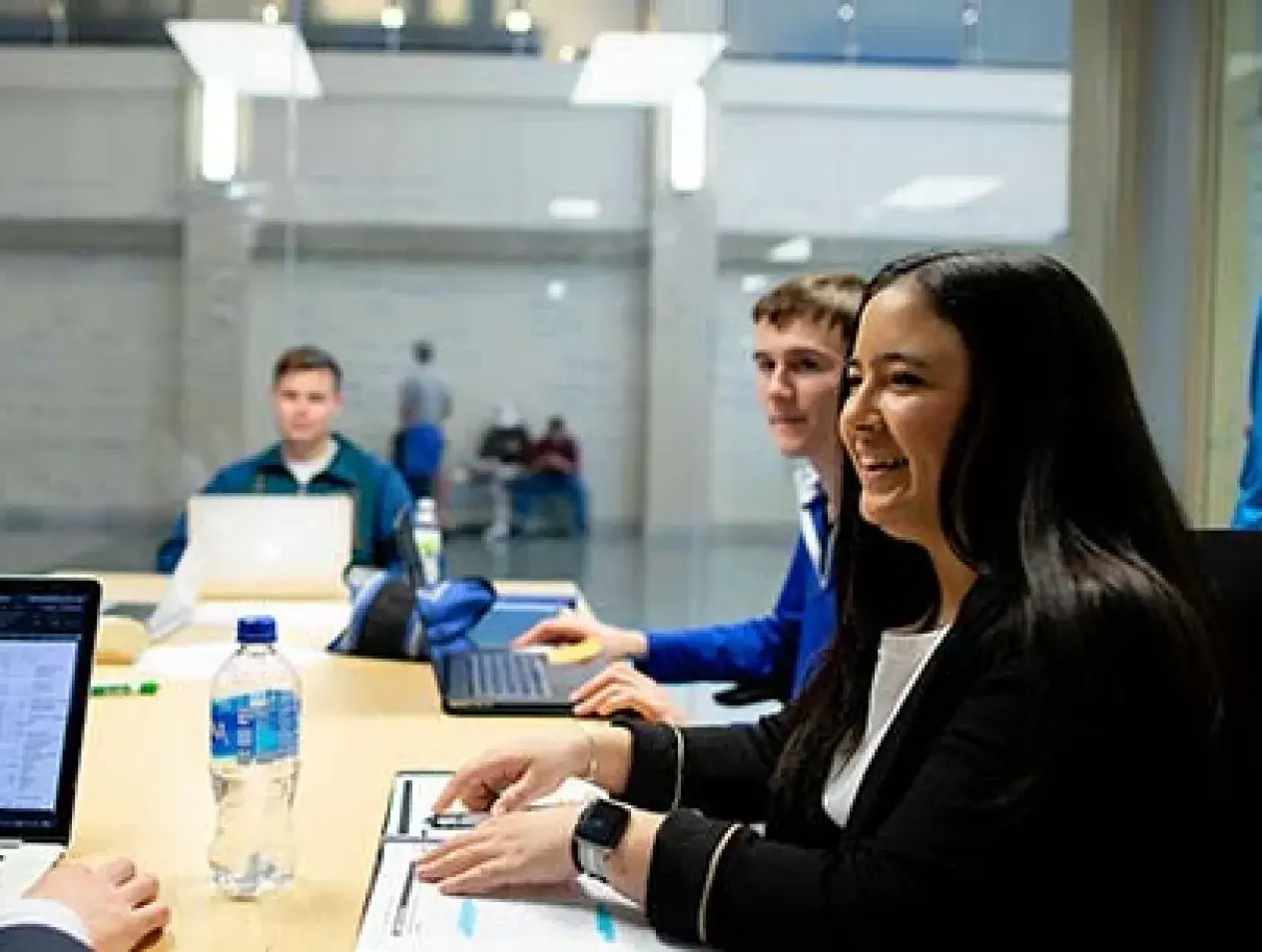 Business students in conference room