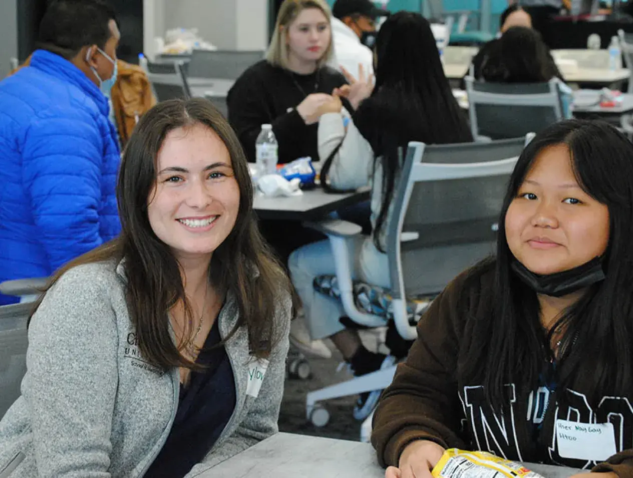 female med student and native American female student