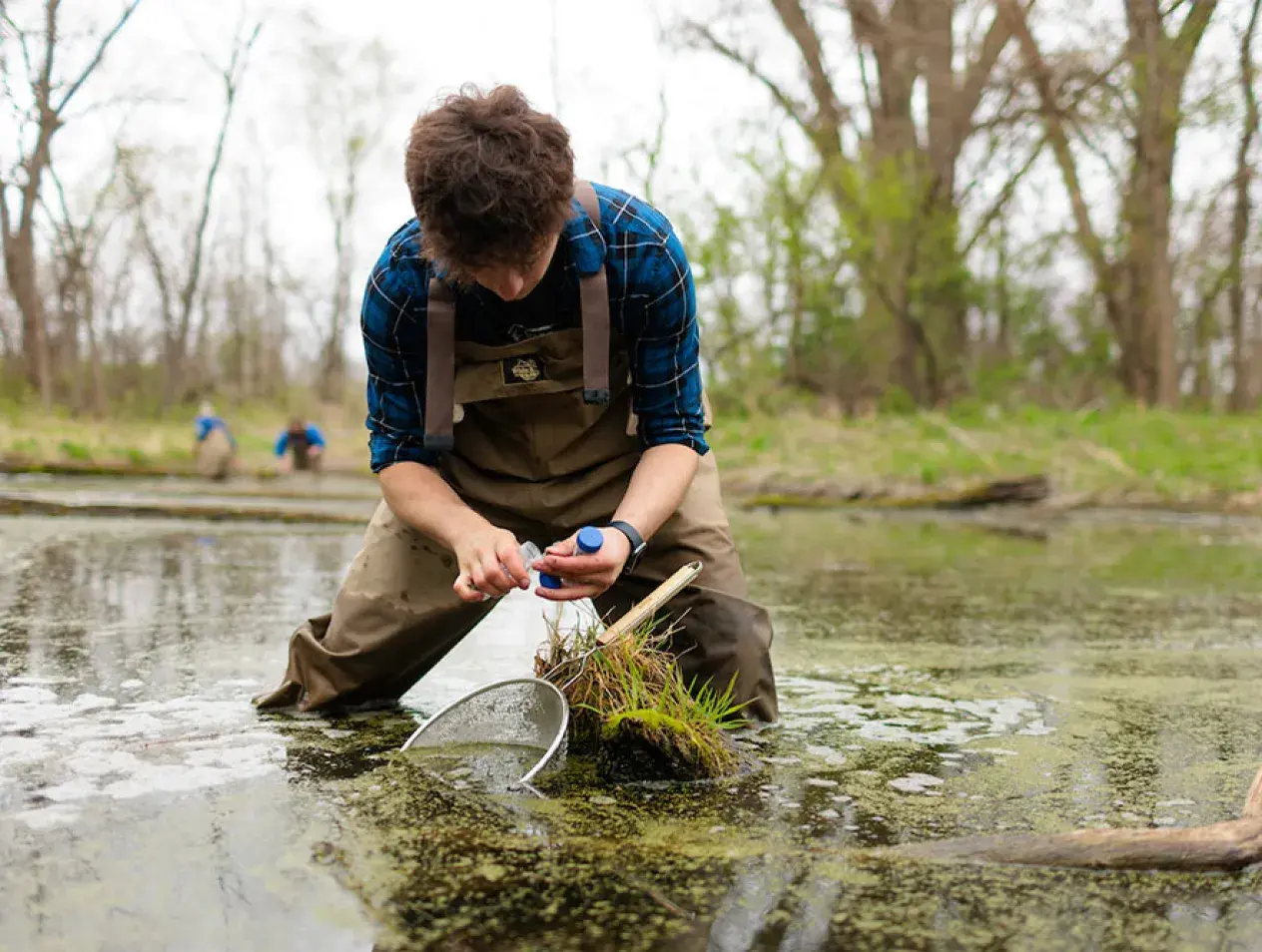 Student doing field research