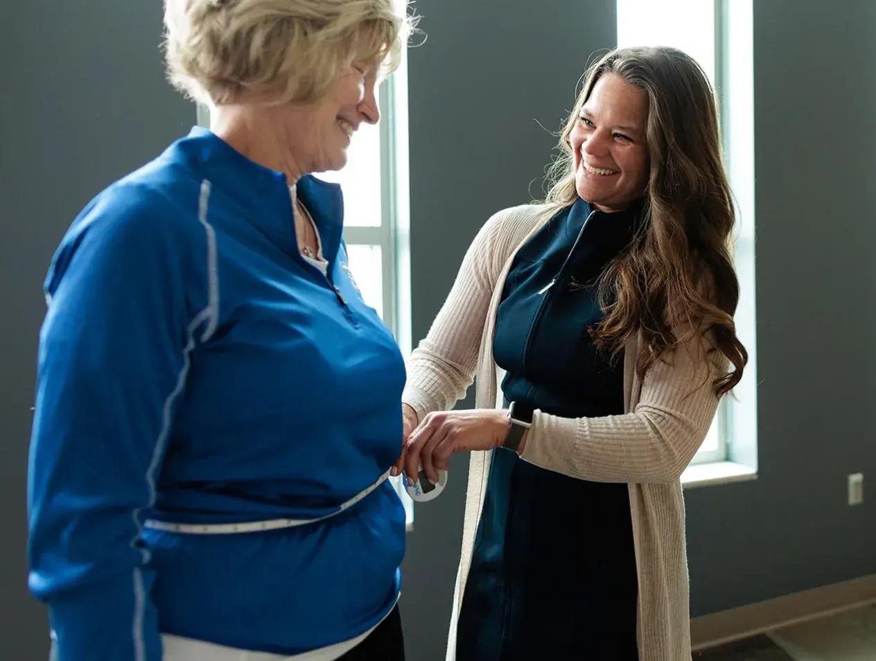 Medical student working with patient