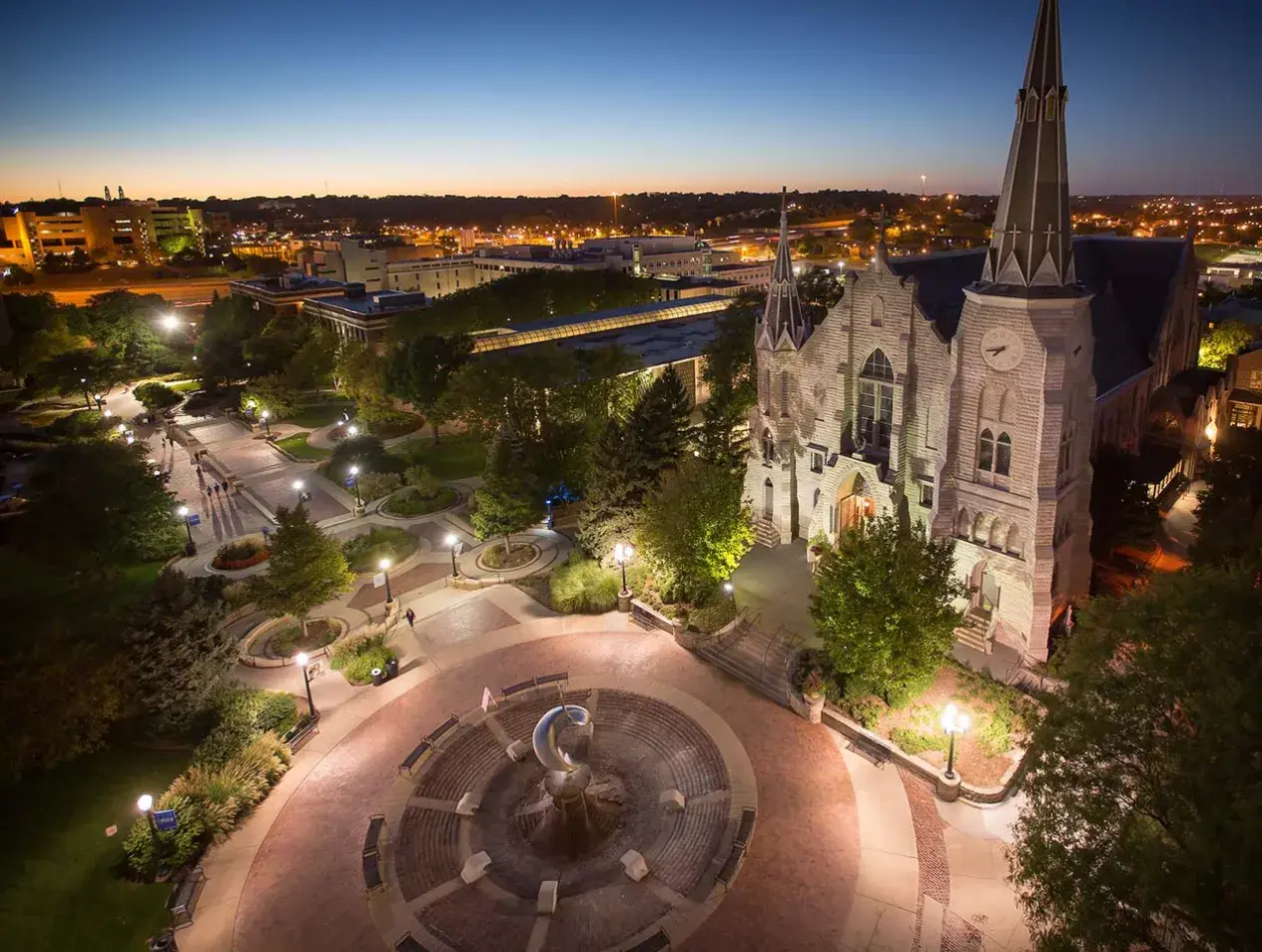 Creighton campus at night