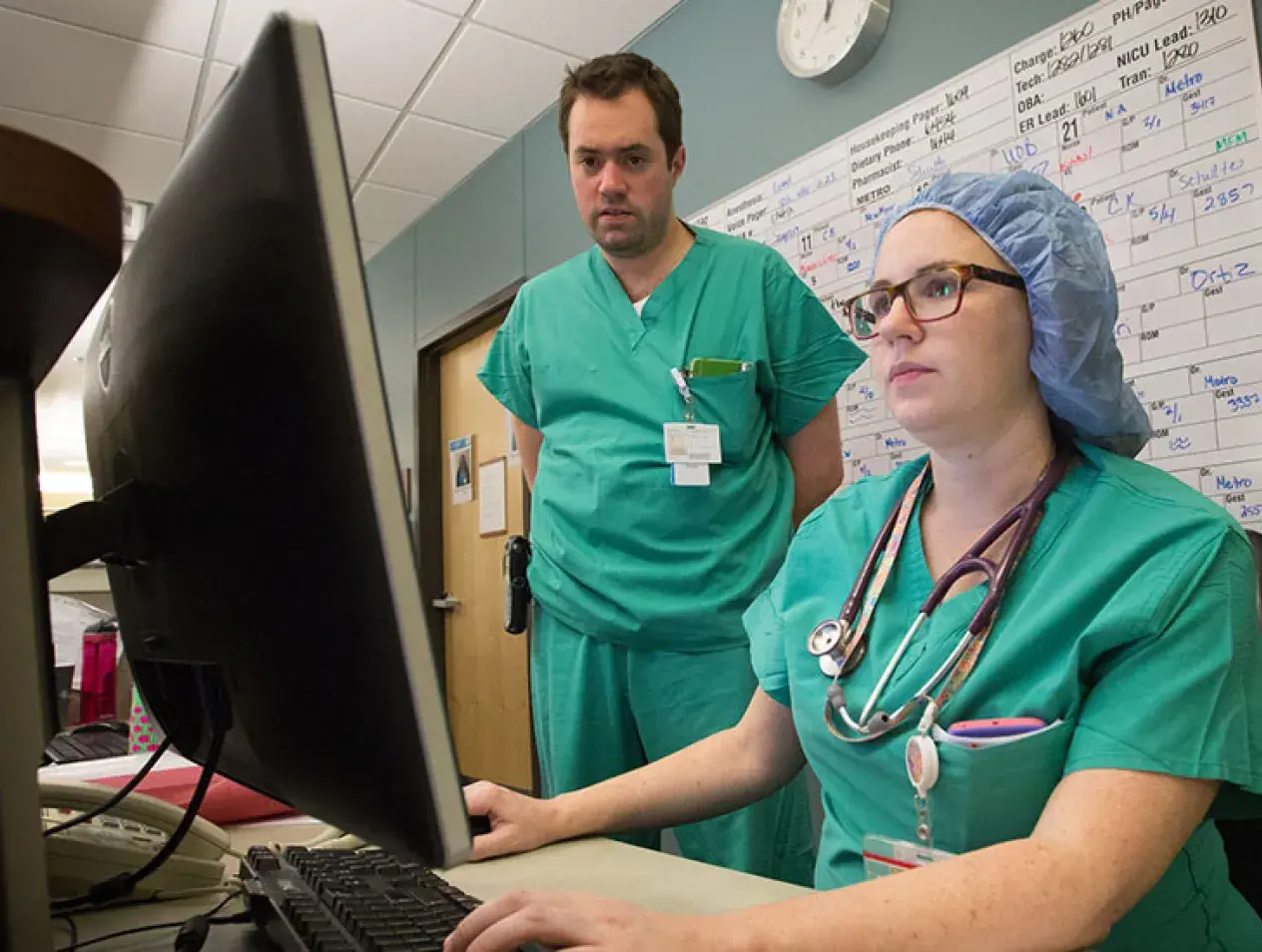 Obstetrics and Gynecology residents on computer