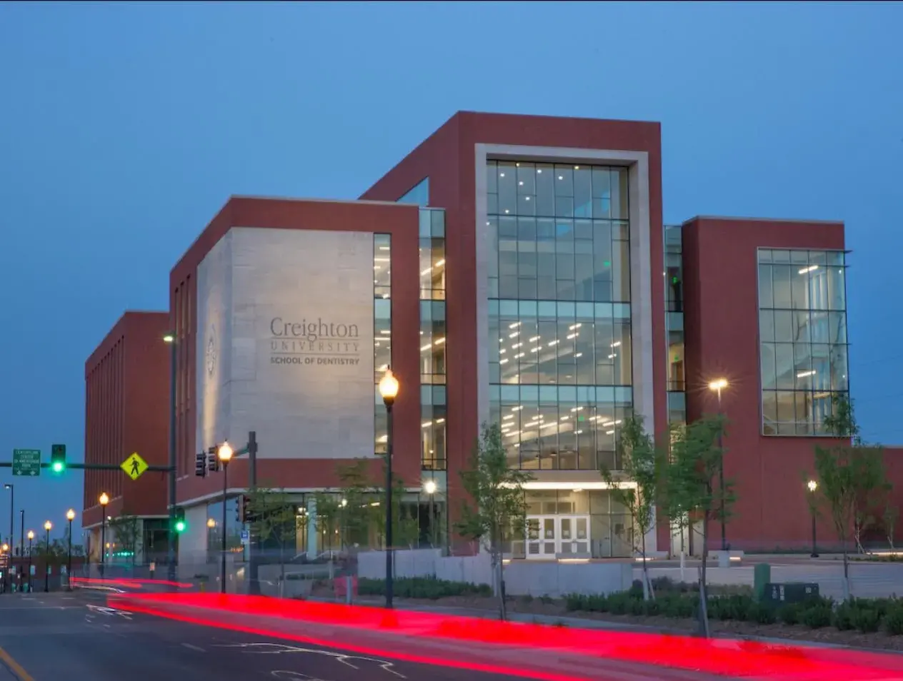 School of Dentistry building in late evening
