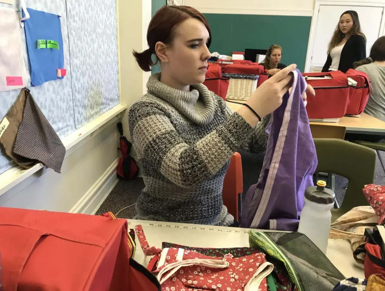 Sorting clothes at Yates 
