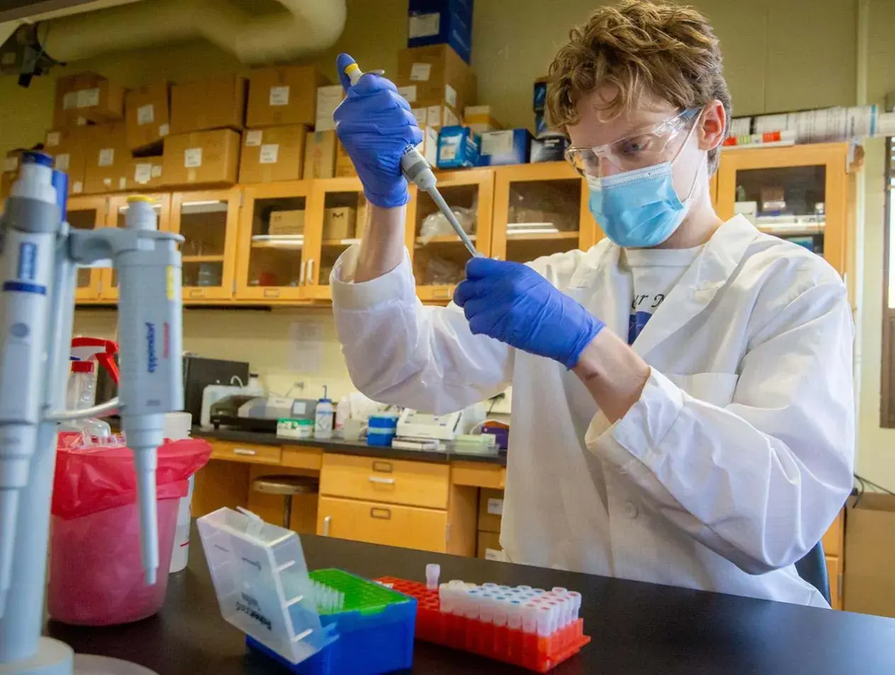 Noah Keime using a pipette