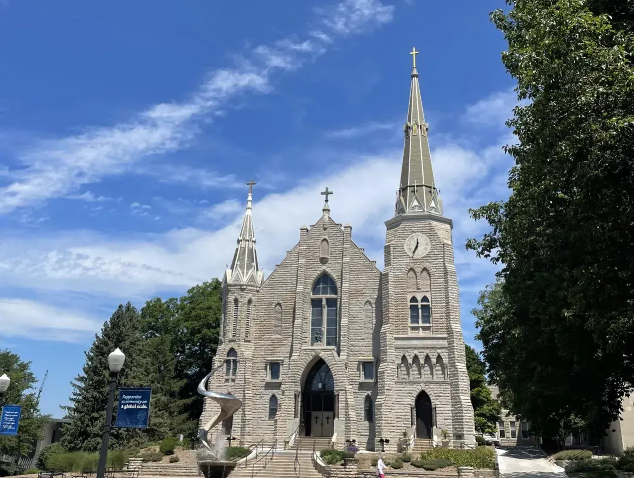 Creighton campus St. John's church on sunny day.