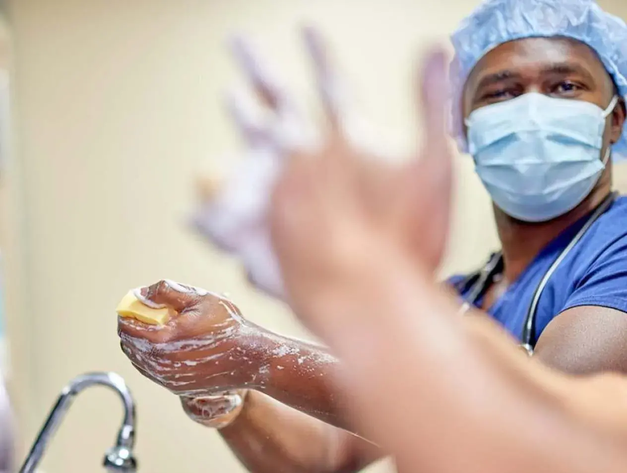 Resident washing hands