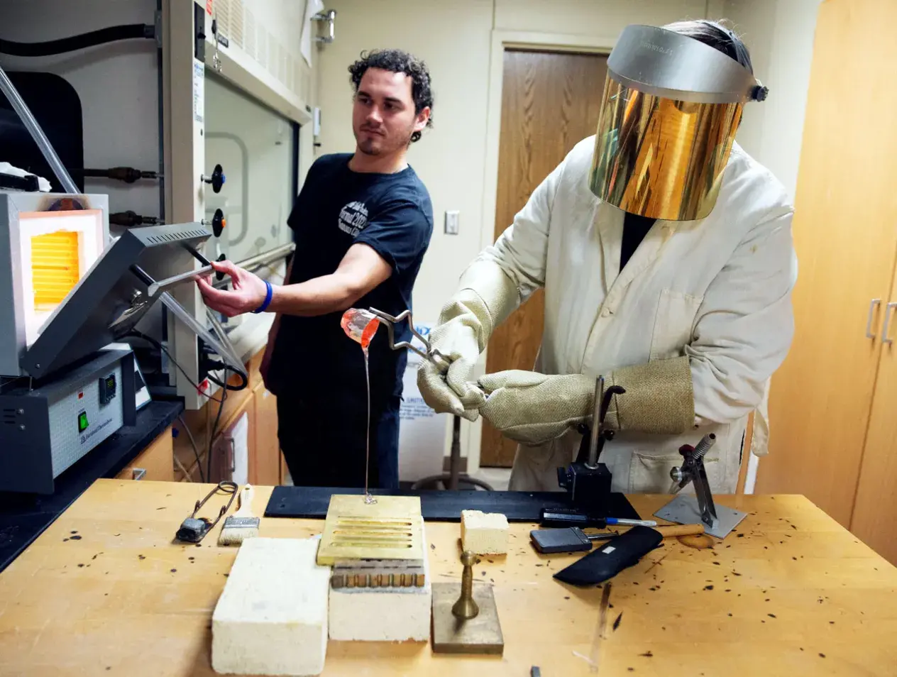 Physics students in lab
