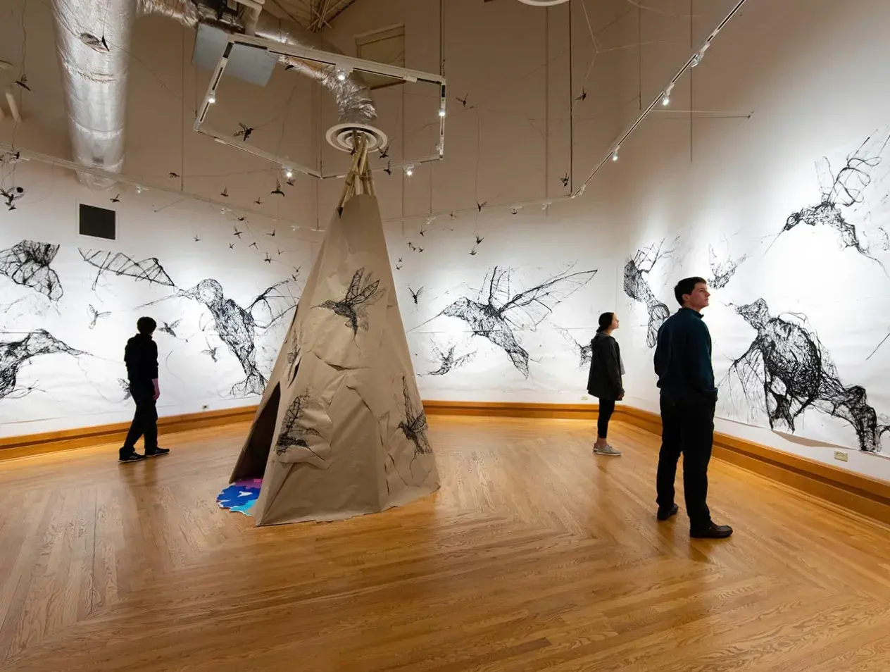 Visitors to bird art gallery.