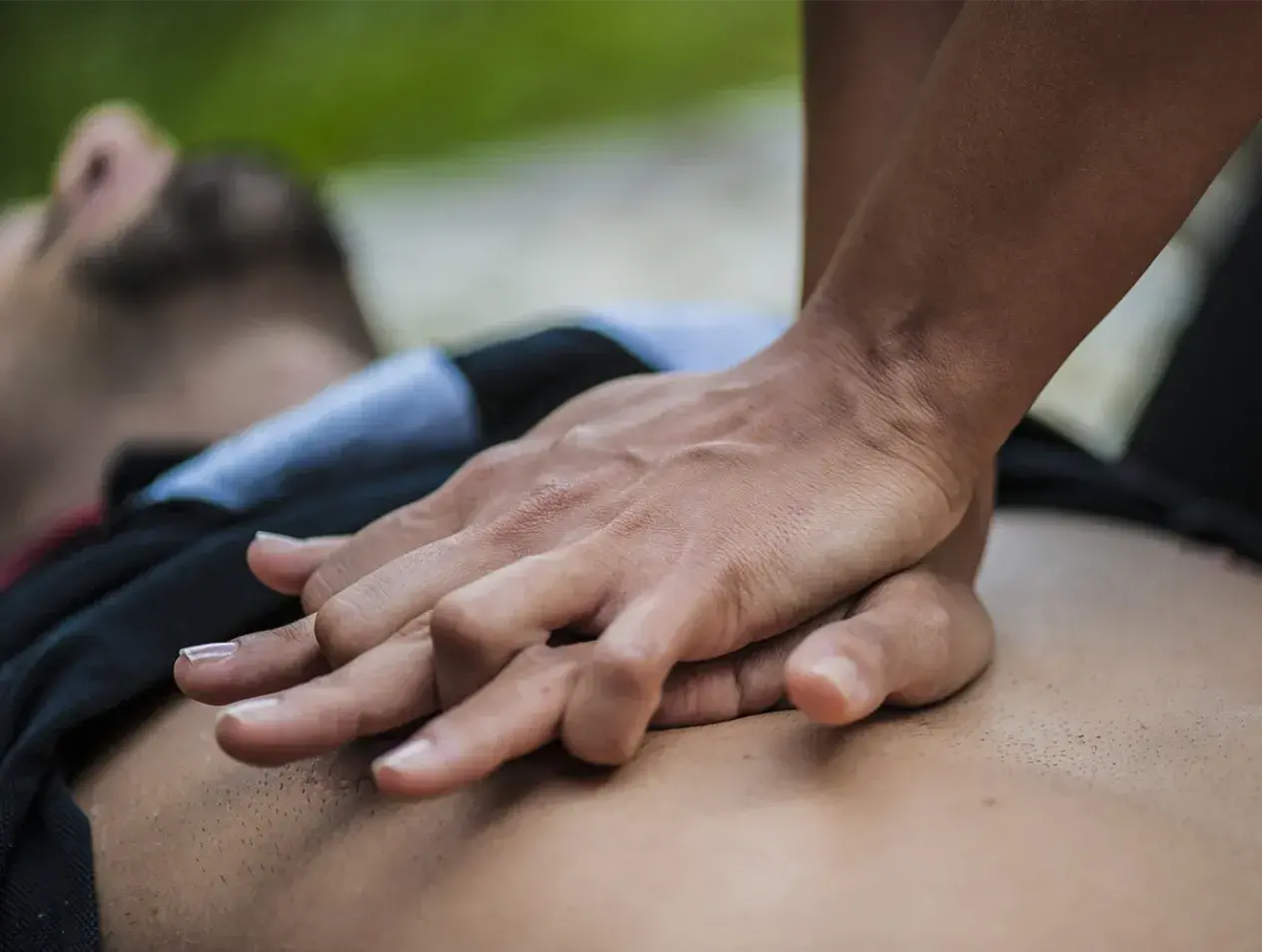 Chest compressions on patient
