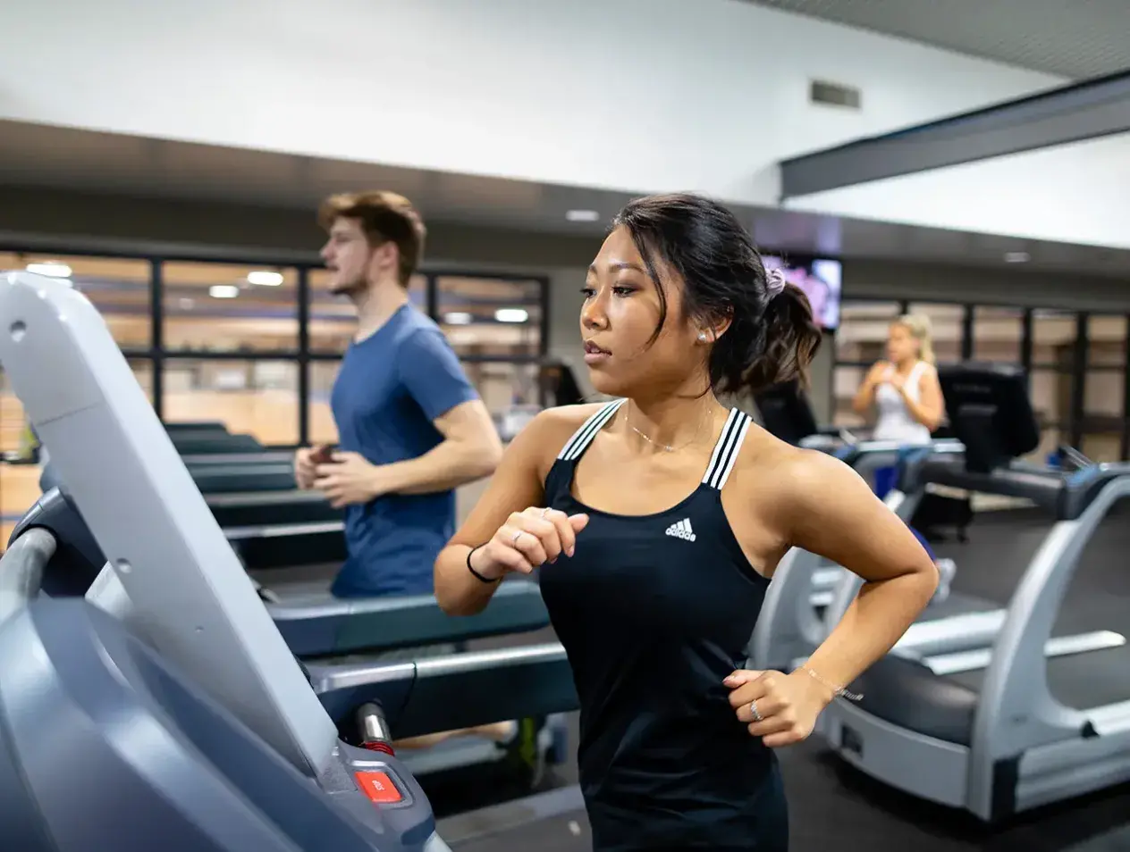 Students running on treadmill