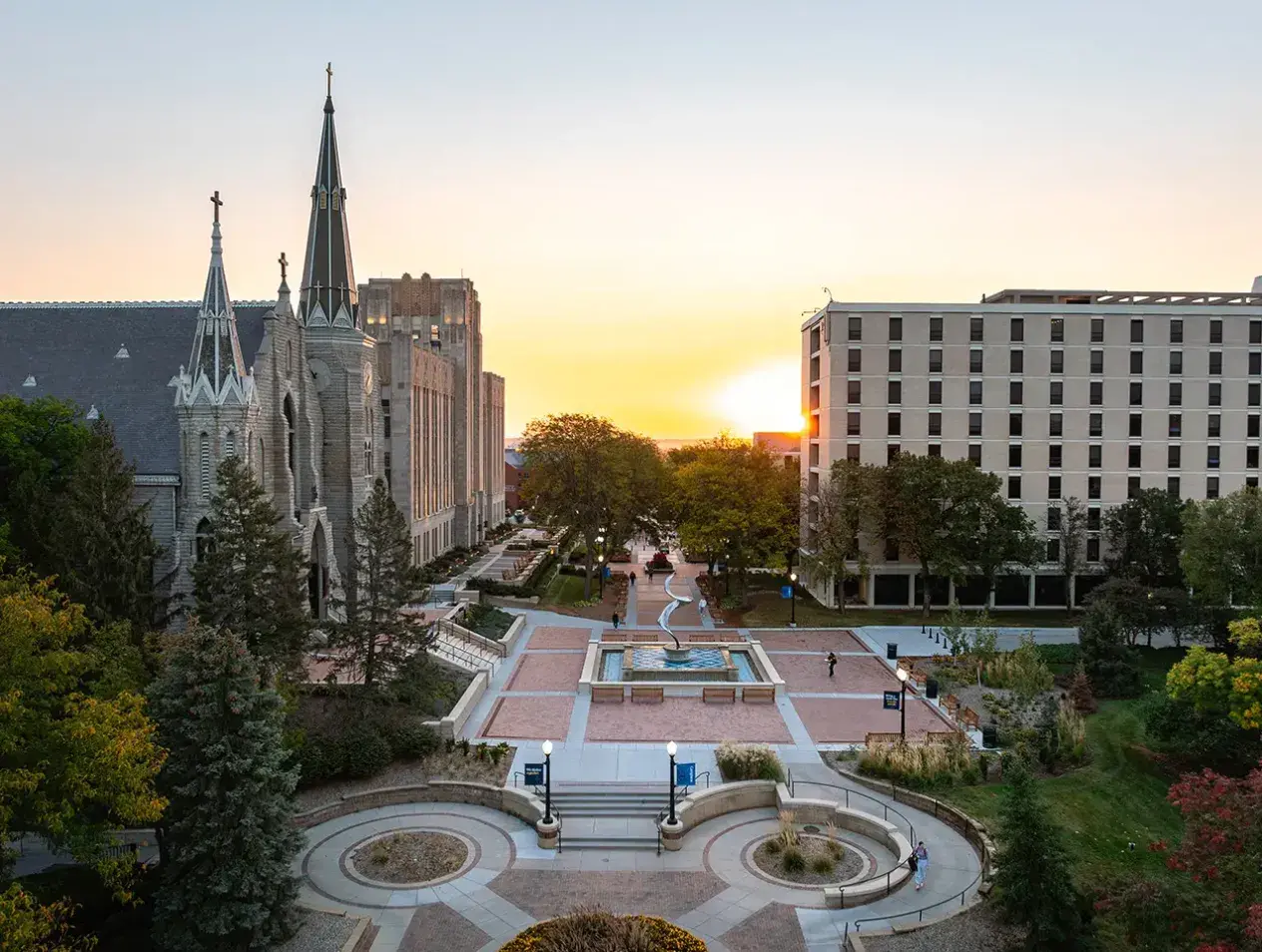 Sunrise on campus mall.