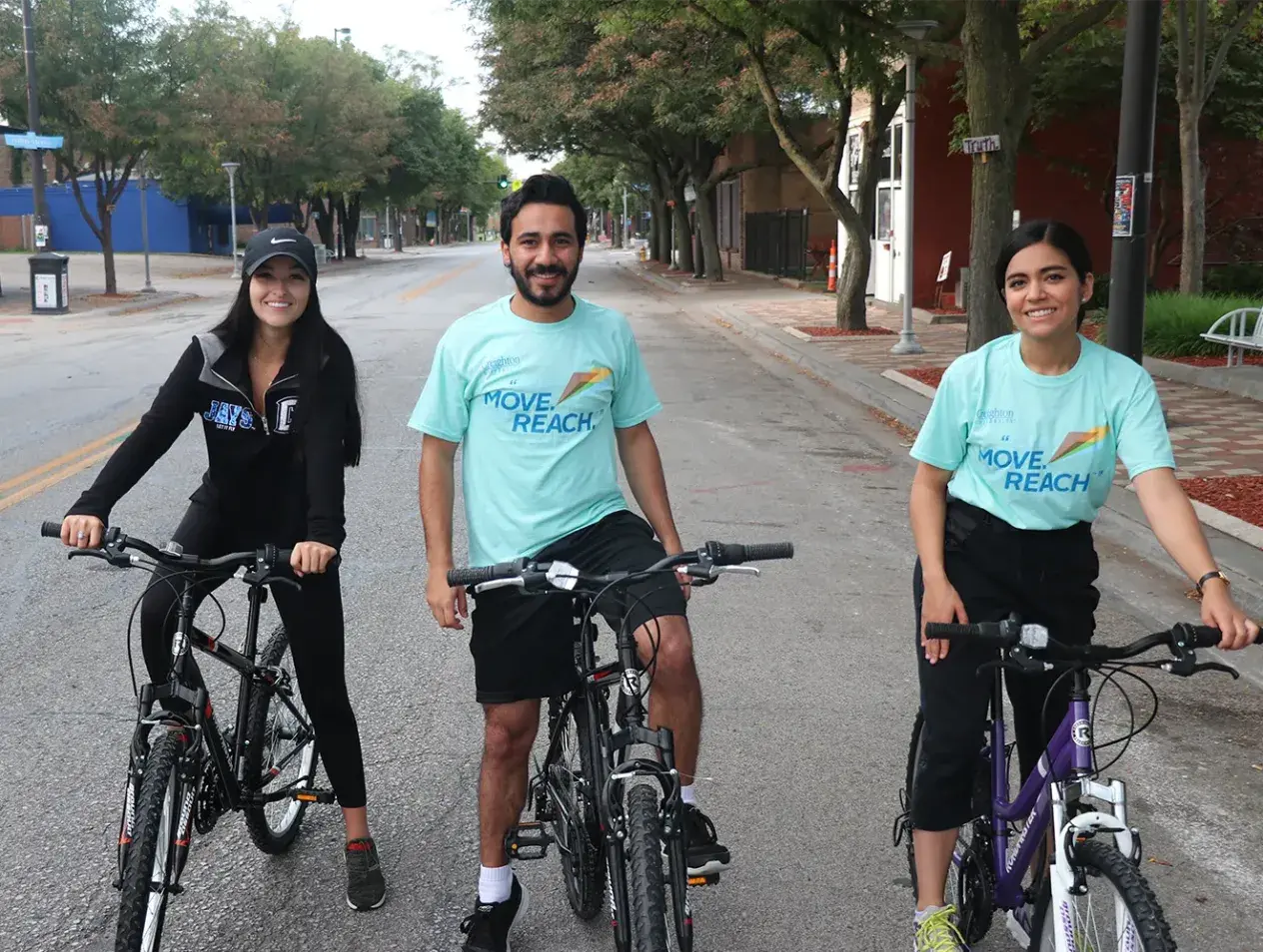 Community members biking together