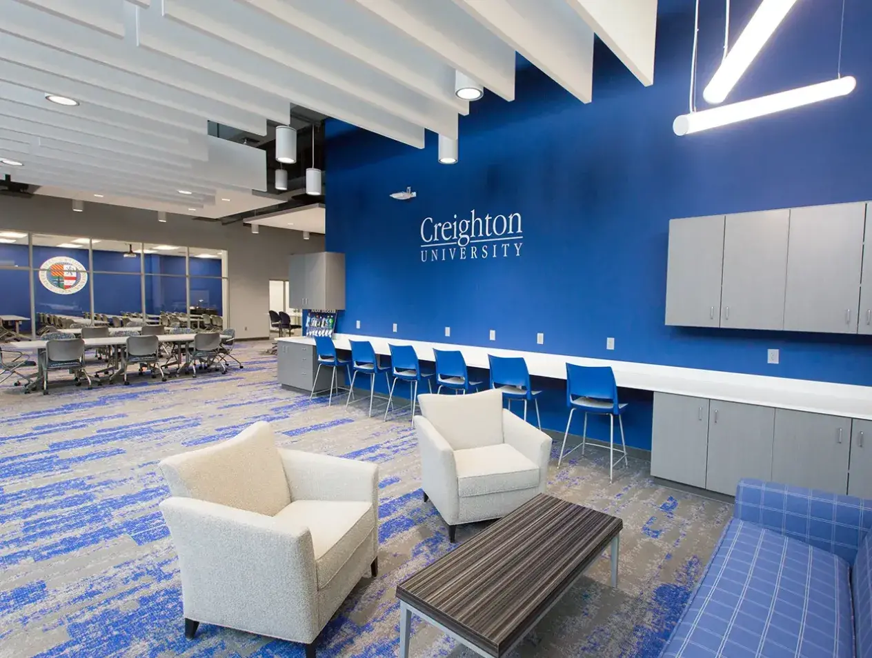 Interior Creighton lounge setting.