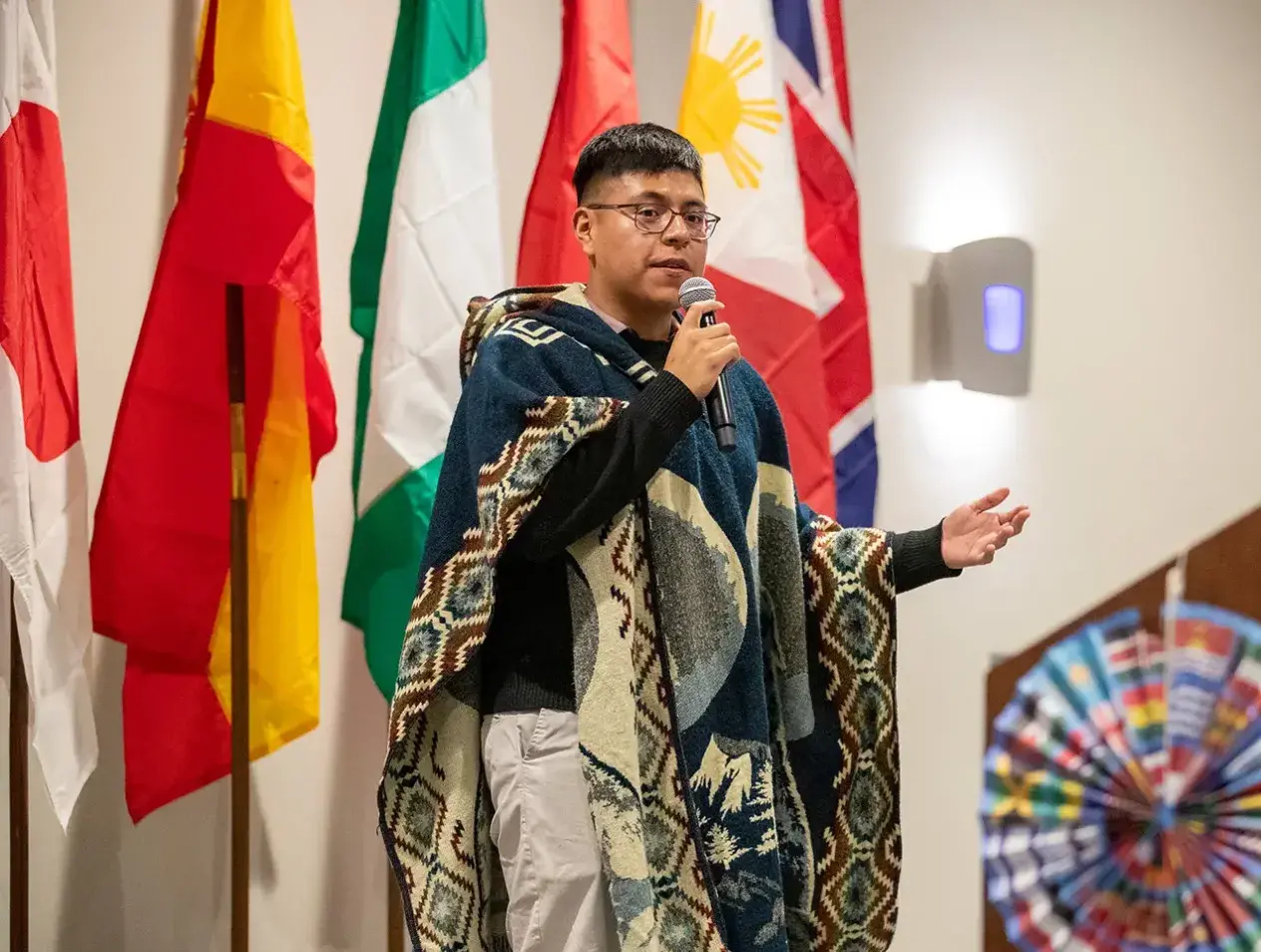 Multicultural Student speaking on stage