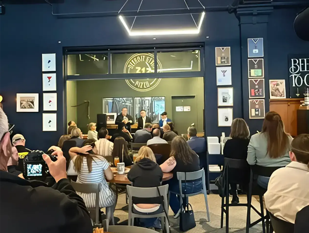 Hearing focus event with panel speakers