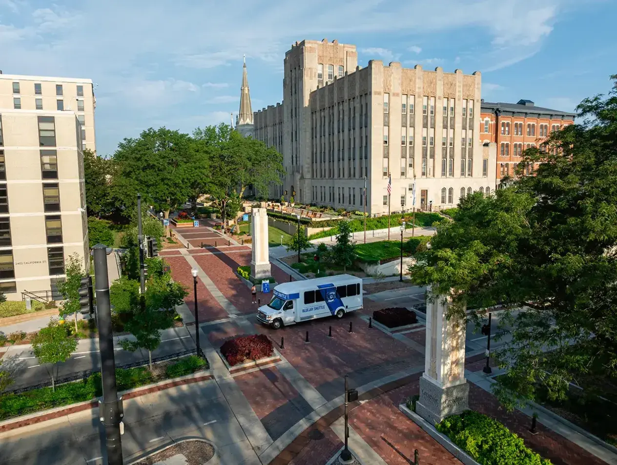 Drone shot of Omaha campus