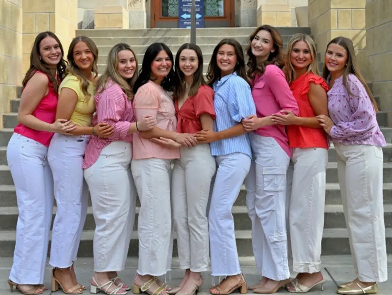 Sorority sisters in front of Creighton Hall