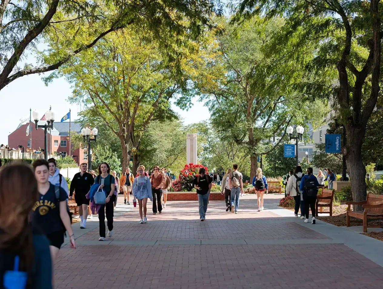 Students walking on campus