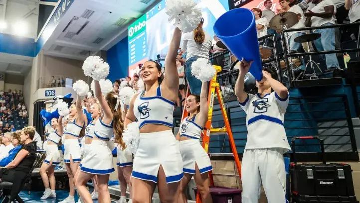 Creighton cheer team at campus event.