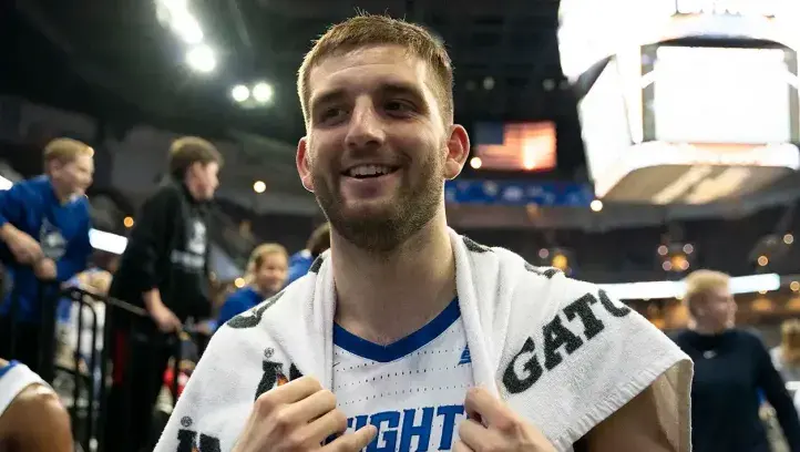 Mitch Ballock after a Bluejay victory.