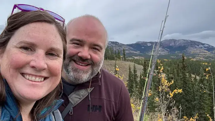Kathleen Hansen with her husband in Alaska