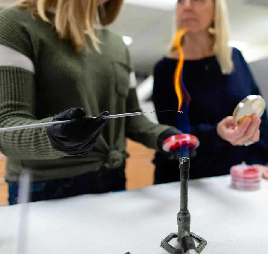 Chemistry student and faculty in lab