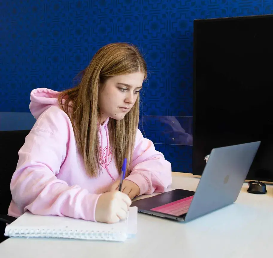 Student working on laptop