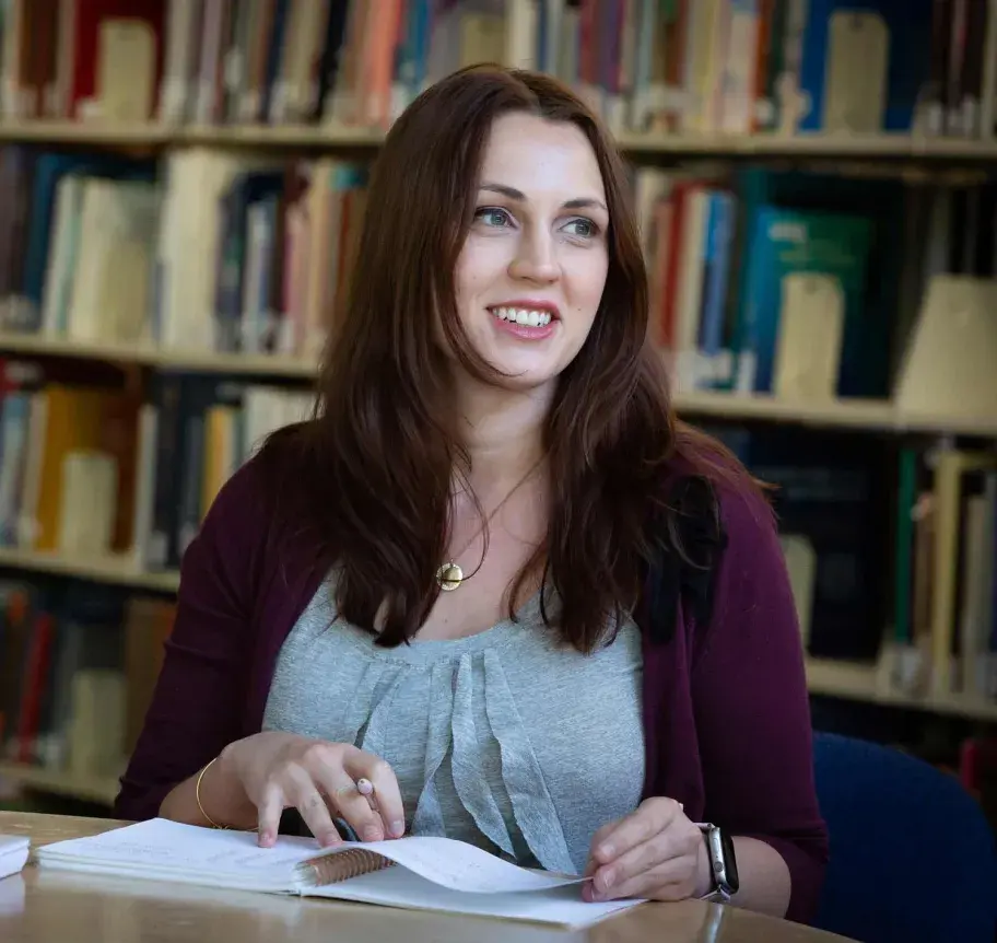 Studen studying in library
