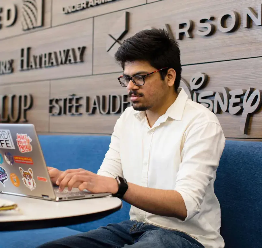 Student working in Harper Center