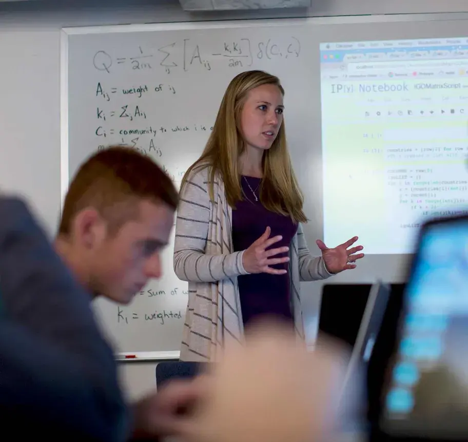 Professor speaking to students in class