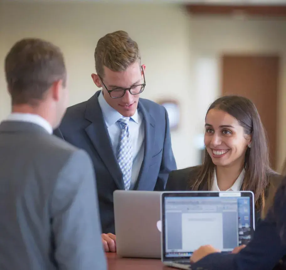 Students in a professional setting