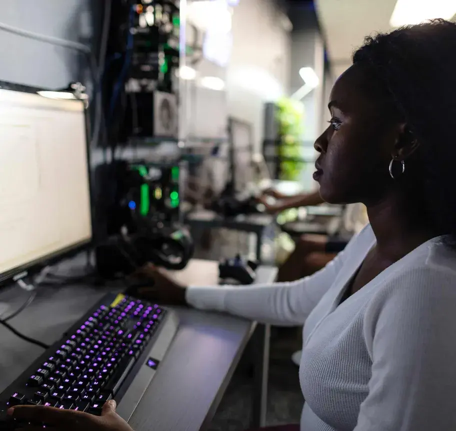 Student working at computer