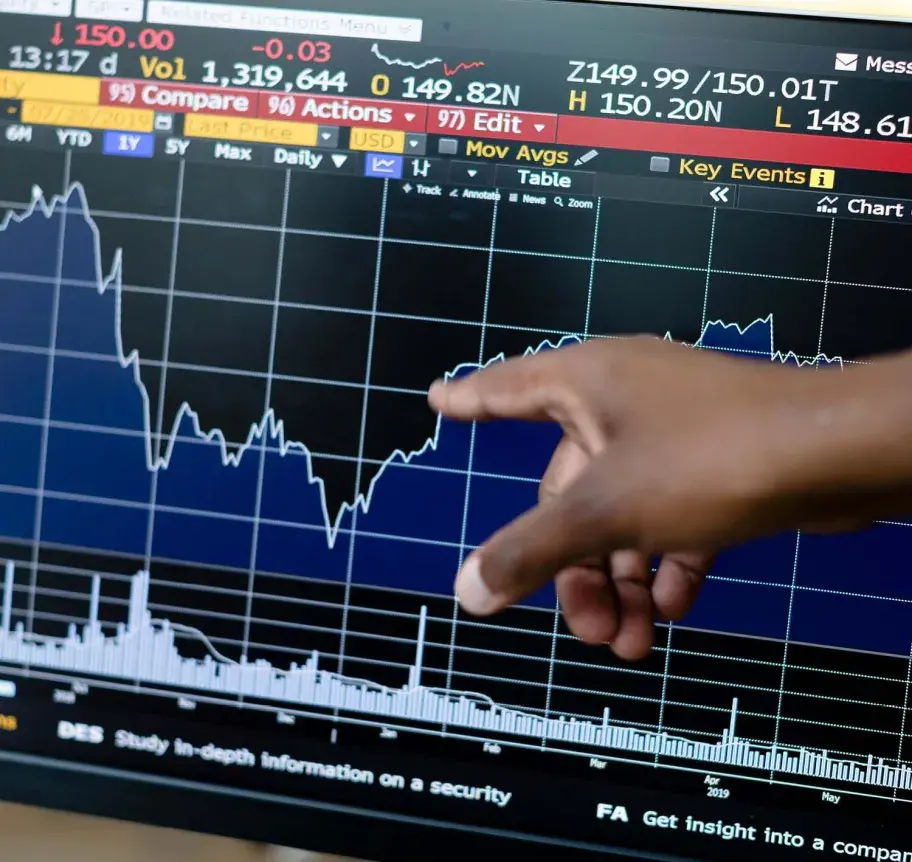 Computer showing financial trends