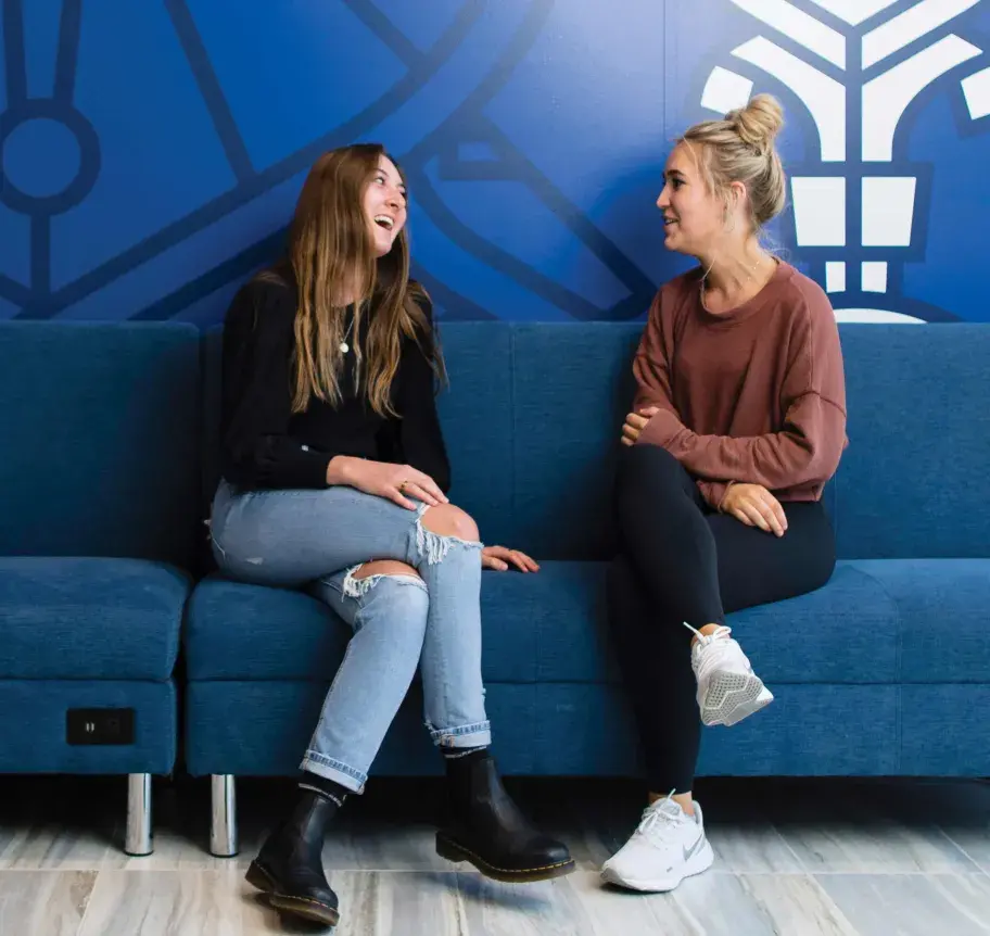 Creighton students in Harper Center building