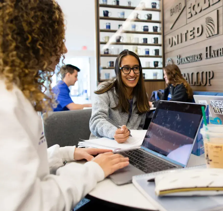 Creighton students in Harper Center building