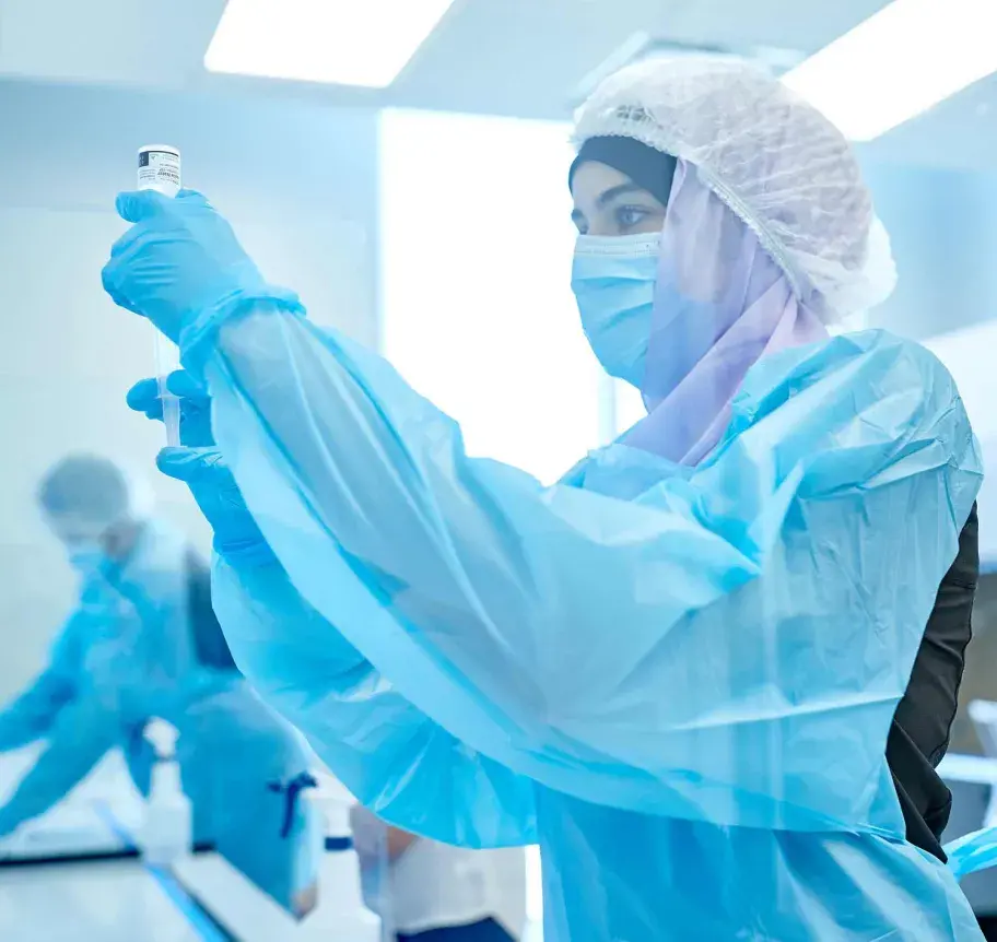Pharmacy student in lab