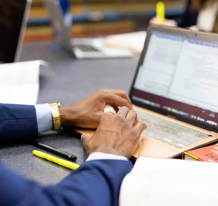 Student working at laptop