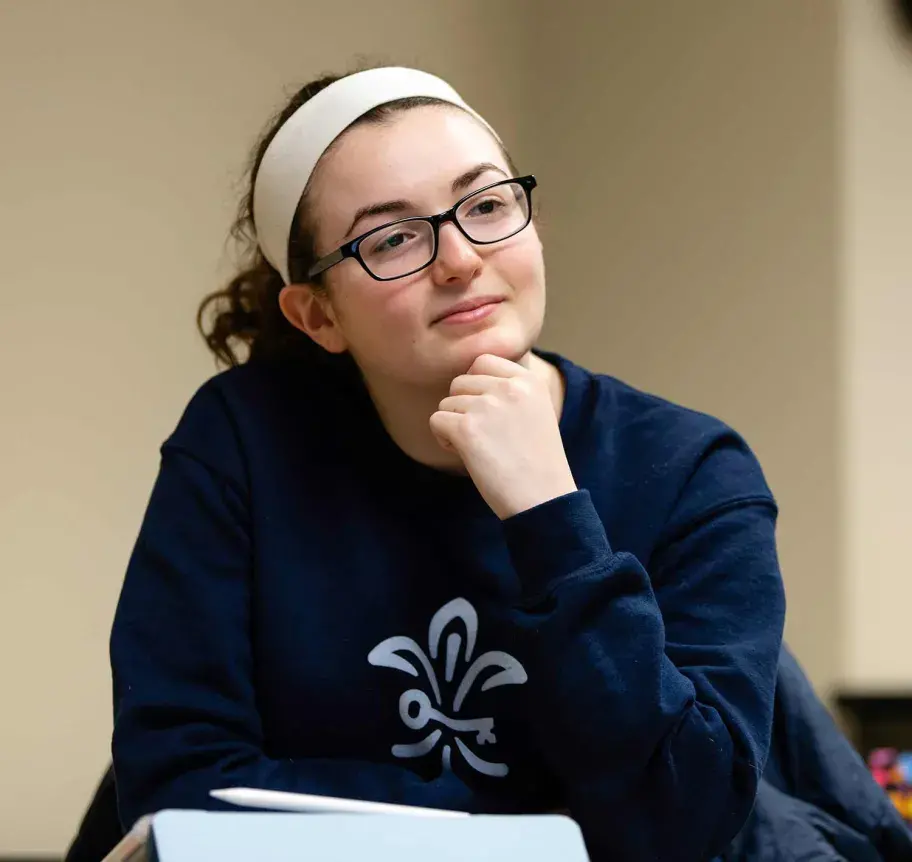 Women and gender studies student in class