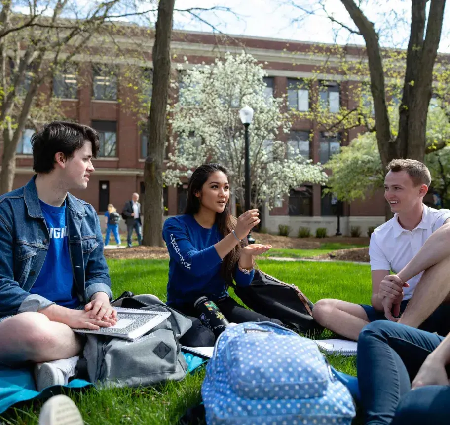 Students gathered outdoors on Creighton campus