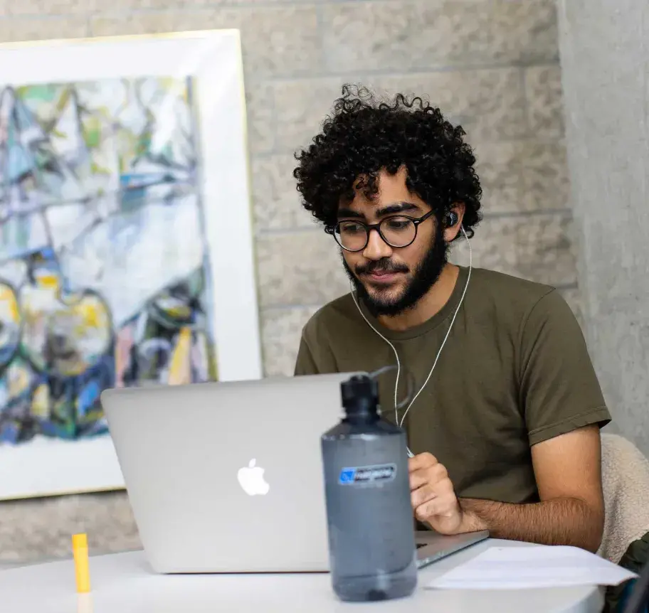 Student working on laptop