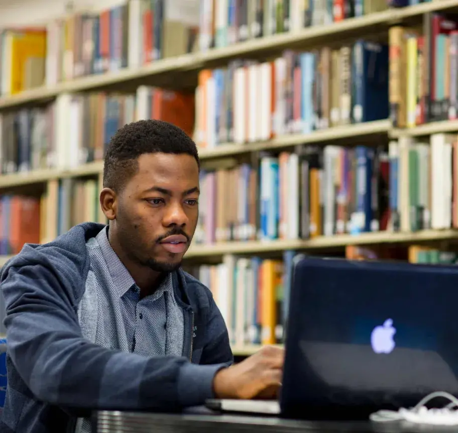 Student studying in library