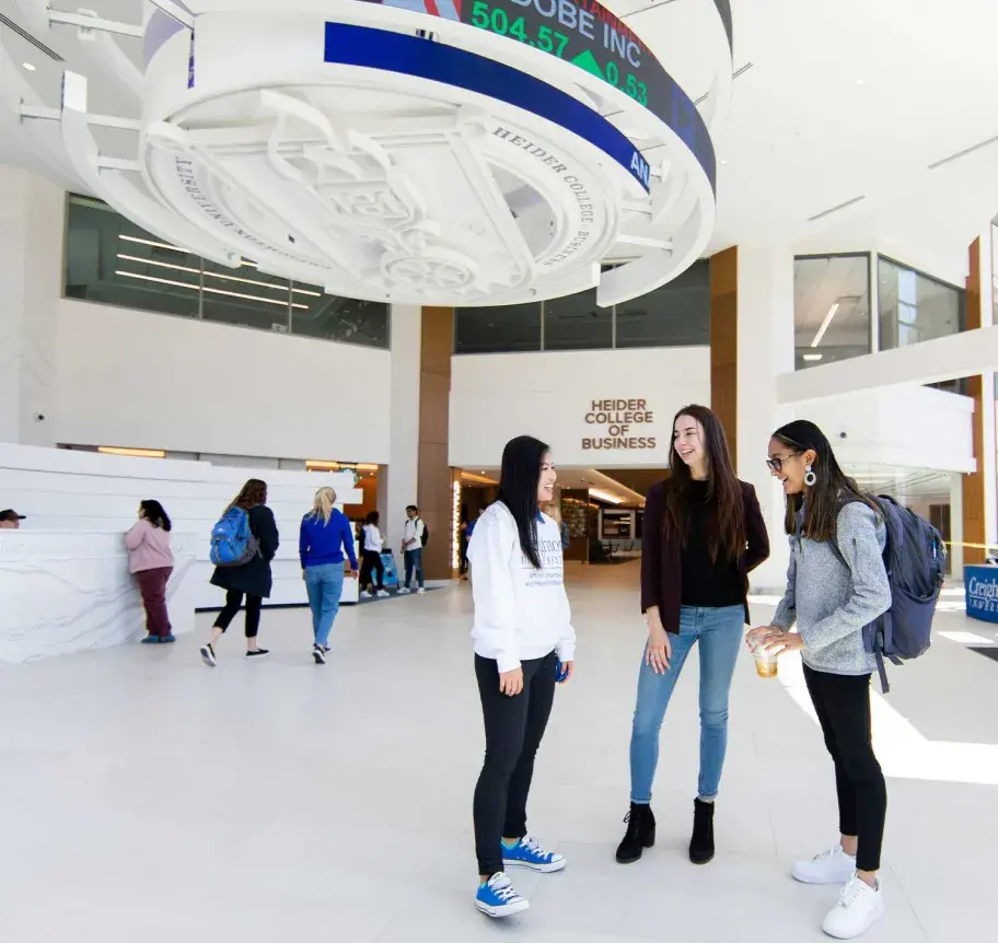Students gathering in Harper Center