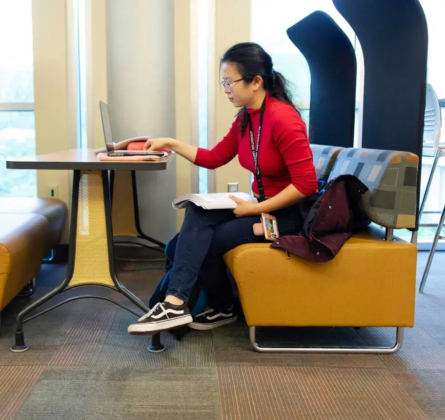 Student working in study booth