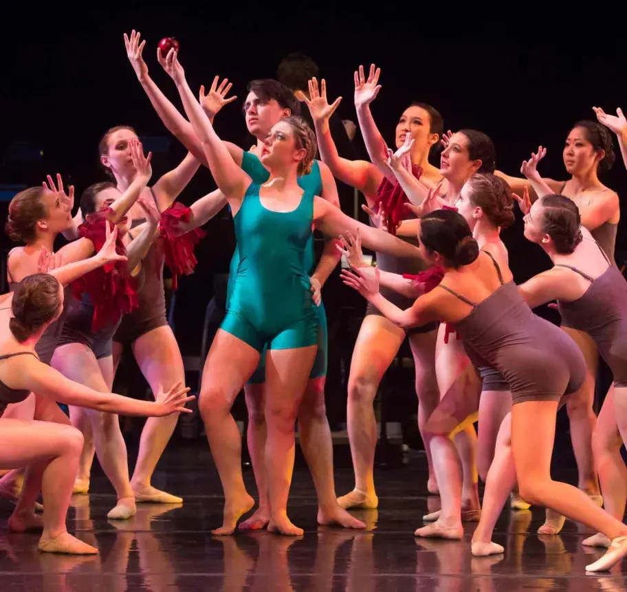 Group of dance students in performance