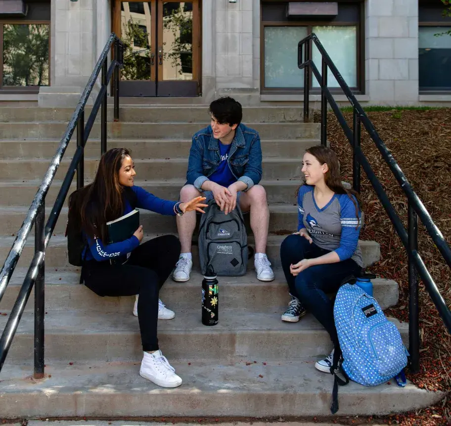 Students gathered outdoors on Creighton campus