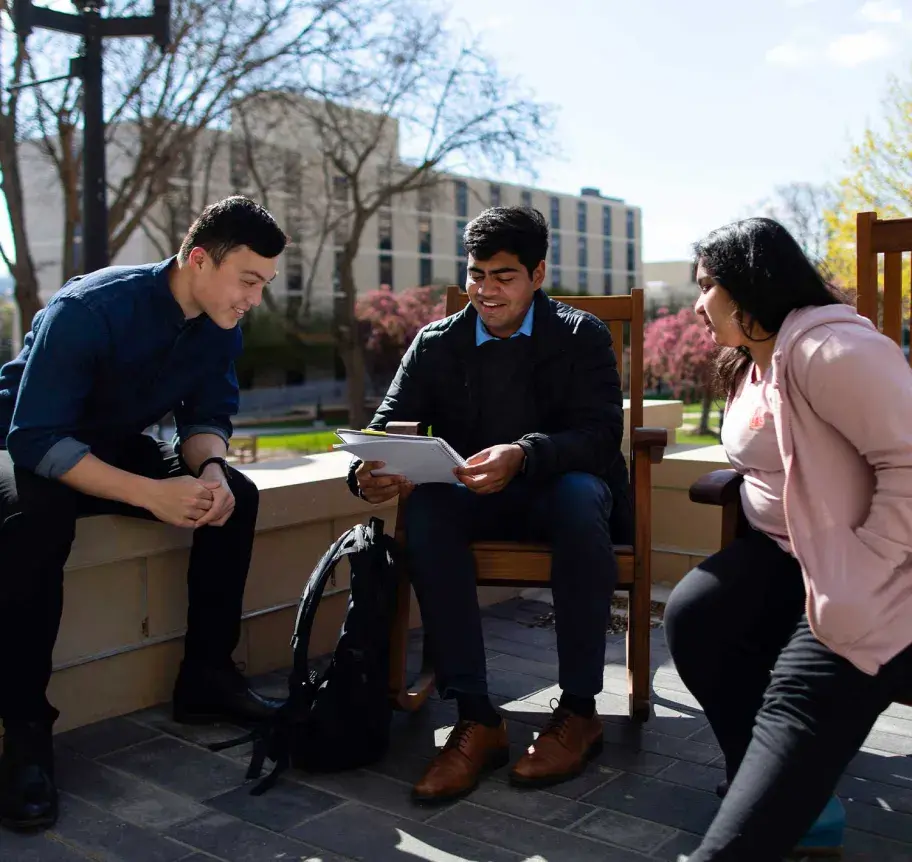 Students gathered outdoors on Creighton campus