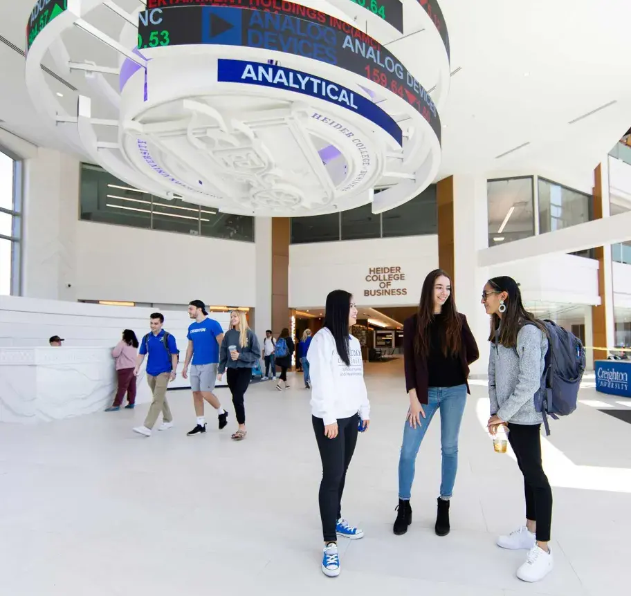 Students gathering in the Heider College of Business